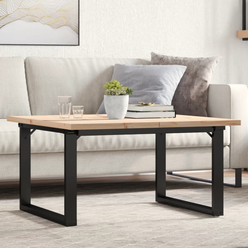 Table basse cadre en O 90x90x45,5cm bois de pin massif et acier Table basse cadre en O 90x90x45,5cm bois de pin massif et acier