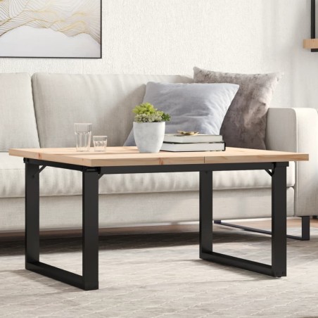 Table basse cadre en O 90x90x45,5cm bois de pin massif et acier 