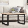 Table basse cadre en O 90x90x45,5cm bois de pin massif et acier 
