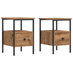 Tables de chevet 2 pcs chêne artisanal bois d'ingénierie 