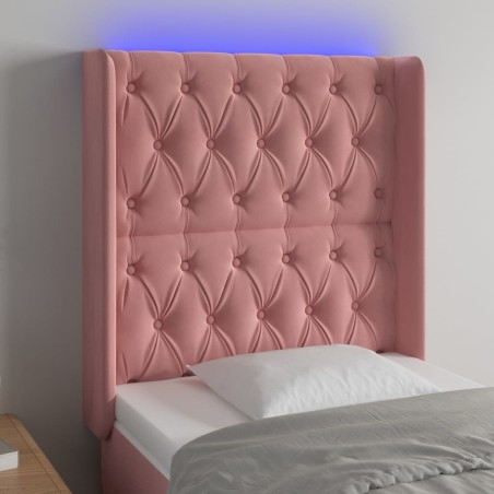 Tête de lit à LED Rose 83x16x118/128 cm Velours  