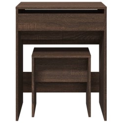 Coiffeuse et tabouret chêne marron 60x40x113,5 cm 