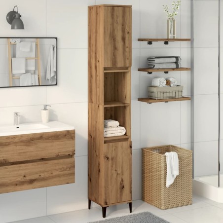 Armoire de salle de bain chêne artisanal 30x30x190 cm 
