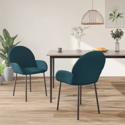 Chaises à manger lot de 2 Bleu Velours 