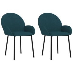 Chaises à manger lot de 2 Bleu Velours 