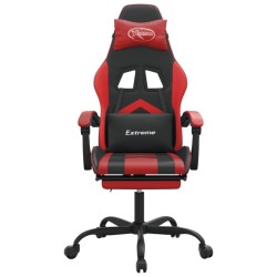 Chaise de jeu pivotante et repose-pied Noir et rouge Similicuir 