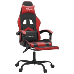 Chaise de jeu pivotante et repose-pied Noir et rouge Similicuir 