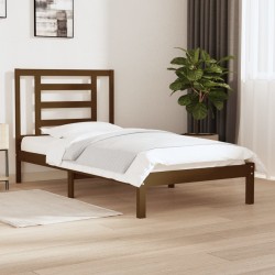 Cadre de lit sans matelas marron miel 100x200cm bois pin massif 
