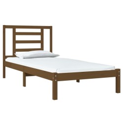 Cadre de lit sans matelas marron miel 100x200cm bois pin massif 