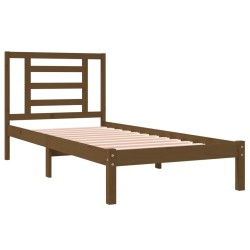 Cadre de lit sans matelas marron miel 100x200cm bois pin massif 
