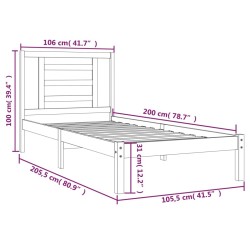 Cadre de lit sans matelas marron miel 100x200cm bois pin massif 