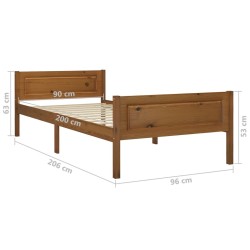 Cadre de lit sans matelas pin massif marron miel 90x200 cm 