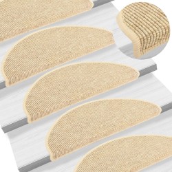 Tapis d'escalier autocollants 15 pcs 65x21x4 cm Beige 
