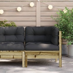 Canapé d'angle de jardin avec coussins bois de pin imprégné 