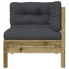 Canapé d'angle de jardin avec coussins bois de pin imprégné 