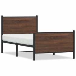 Cadre de lit en métal sans matelas chêne marron 107x203 cm 