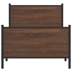 Cadre de lit en métal sans matelas chêne marron 107x203 cm 