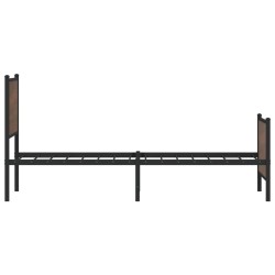 Cadre de lit en métal sans matelas chêne marron 107x203 cm 