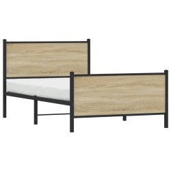 Cadre de lit en métal sans matelas chêne sonoma 107x203 cm 