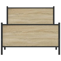 Cadre de lit en métal sans matelas chêne sonoma 107x203 cm 