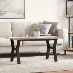 Table basse cadre en Y 100x50x45,5 cm bois de pin massif acier 