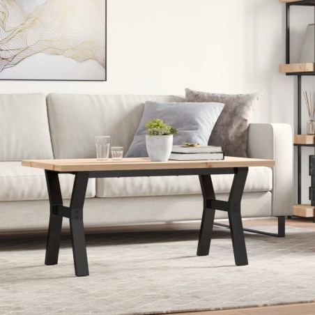 Table basse cadre en Y 100x50x45,5 cm bois de pin massif acier 