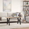 Table basse cadre en Y 100x50x45,5 cm bois de pin massif acier 