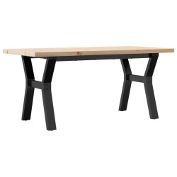 Table basse cadre en Y 100x50x45,5 cm bois de pin massif acier 