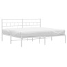 Cadre de lit métal sans matelas et tête de lit blanc 200x200 cm 