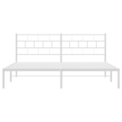 Cadre de lit métal sans matelas et tête de lit blanc 200x200 cm 
