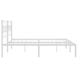 Cadre de lit métal sans matelas et tête de lit blanc 200x200 cm 