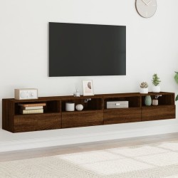 Meubles TV muraux 2pcs chêne marron 100x30x30cm bois ingénierie 