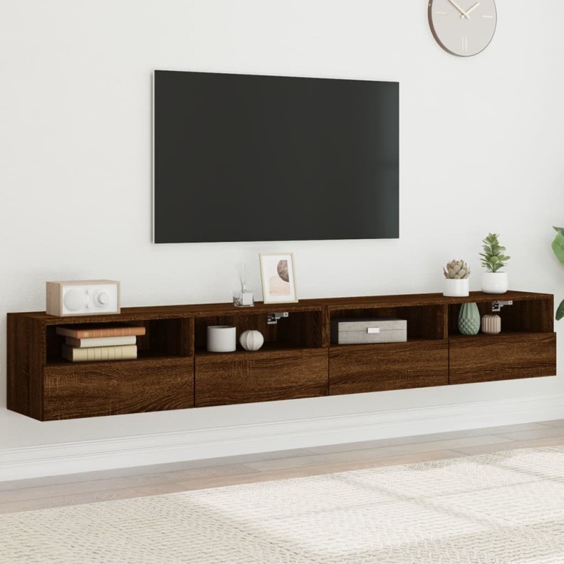 Meubles TV muraux 2pcs chêne marron 100x30x30cm bois ingénierie 