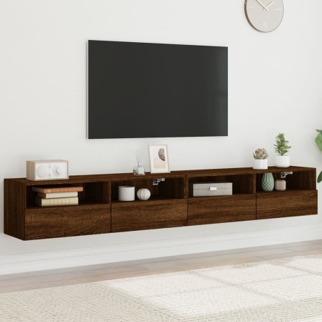 Meubles TV muraux 2pcs chêne marron 100x30x30cm bois ingénierie 