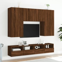 Meubles TV muraux 2pcs chêne marron 100x30x30cm bois ingénierie 