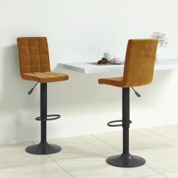 Tabourets de bar lot de 2 marron velours 