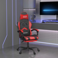 Chaise de jeu avec repose-pied Noir et rouge Similicuir 