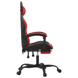 Chaise de jeu avec repose-pied Noir et rouge Similicuir 