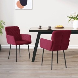 Chaises à manger lot de 2 Rouge bordeaux Velours 