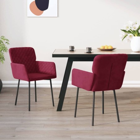 Chaises à manger lot de 2 Rouge bordeaux Velours 