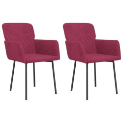 Chaises à manger lot de 2 Rouge bordeaux Velours 