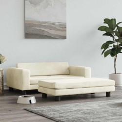Lit pour chien avec extension crème 100x50x30 cm velours 