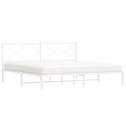 Cadre de lit métal sans matelas et tête de lit blanc 193x203 cm 