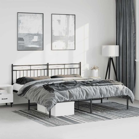 Cadre de lit métal sans matelas avec tête de lit noir 183x213cm 