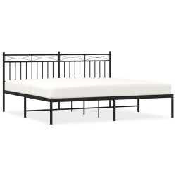 Cadre de lit métal sans matelas avec tête de lit noir 183x213cm 
