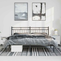 Cadre de lit métal sans matelas avec tête de lit noir 183x213cm 