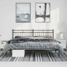 Cadre de lit métal sans matelas avec tête de lit noir 183x213cm 