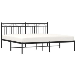 Cadre de lit métal sans matelas avec tête de lit noir 183x213cm 
