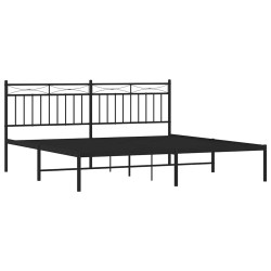 Cadre de lit métal sans matelas avec tête de lit noir 183x213cm 