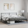 Cadre de lit métal sans matelas avec tête de lit noir 193x203cm 
